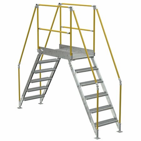 VESTIL 6 Step Galvanized Steel Cross-Over Ladder 116"x102.5" 500lb Capacity COL-6-56-33-HDG